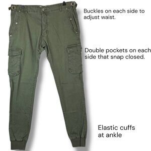 Cargo Jogger Pants MEN 38 Army Green Utility Military Style Adjustable - Alcott